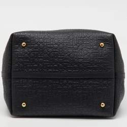 CH Carolina Herrera Black Monogram Leather Matryoshka Padlock Tote