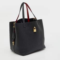 CH Carolina Herrera Black Monogram Leather Matryoshka Padlock Tote