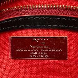 Pre Owned CH Carolina Herrera Black Embossed Leather Medium Camelot Shoulder Bag