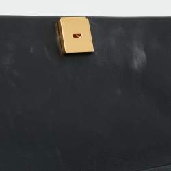 Pre Owned CH Carolina Herrera Black Embossed Leather Medium Camelot Shoulder Bag