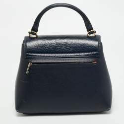 CH Carolina Herrera Blue Monogram Leather Top Handle Bag