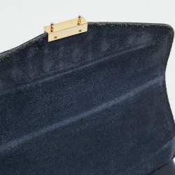 CH Carolina Herrera Blue Monogram Leather Top Handle Bag