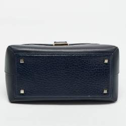 CH Carolina Herrera Blue Monogram Leather Top Handle Bag