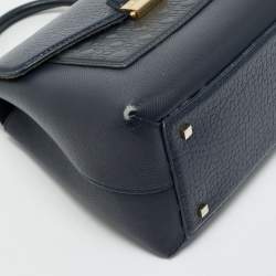 CH Carolina Herrera Blue Monogram Leather Top Handle Bag