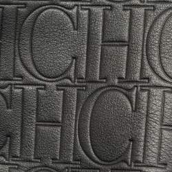CH Carolina Herrera Black Monogram Embossed Leather Matryoshka Tote