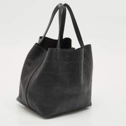 CH Carolina Herrera Black Monogram Embossed Leather Matryoshka Tote