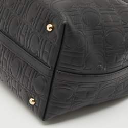 CH Carolina Herrera Black Monogram Embossed Leather Matryoshka Tote