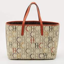 CH Carolina Herrera Multicolor Monogram Canvas and Leather Shopper Tote