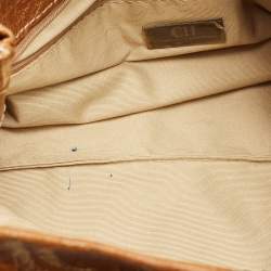 CH Carolina Herrera Brown/Gold Monogram Leather Hobo