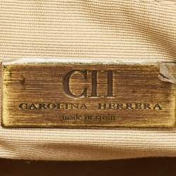 CH Carolina Herrera Brown/Gold Monogram Leather Hobo