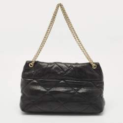 CH Carolina Herrera Black Quilted Leather Flap Chain Shoulder Bag