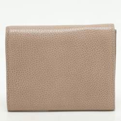 Pre Owned CH Carolina Herrera Beige Leather Trifold Wallet