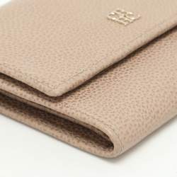 Pre Owned CH Carolina Herrera Beige Leather Trifold Wallet