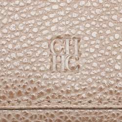 Pre Owned CH Carolina Herrera Beige Leather Trifold Wallet