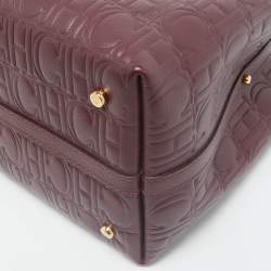 CH Carolina Herrera Burgundy Monogram Embossed Leather Matryoshka Padlock Tote