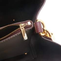 CH Carolina Herrera Burgundy Monogram Embossed Leather Matryoshka Padlock Tote