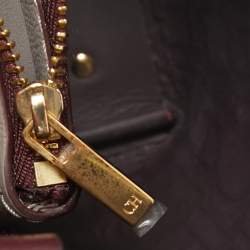 CH Carolina Herrera Burgundy Monogram Embossed Leather Matryoshka Padlock Tote