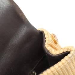 CH Carolina Herrera Beige Woven Straw Camelot Top Handle Bag