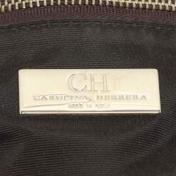 CH Carolina Herrera Beige Woven Straw Camelot Top Handle Bag
