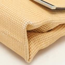 CH Carolina Herrera Beige Woven Straw Camelot Top Handle Bag