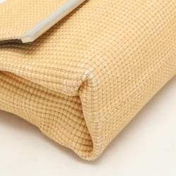 CH Carolina Herrera Beige Woven Straw Camelot Top Handle Bag