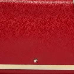 Pre Owned CH Carolina Herrera Red Leather Flap Chain Shoulder Bag