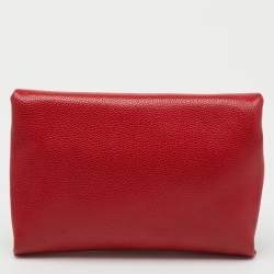 Pre Owned CH Carolina Herrera Red Leather Flap Chain Shoulder Bag