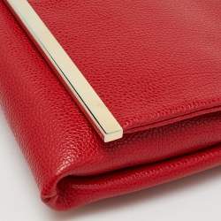 Pre Owned CH Carolina Herrera Red Leather Flap Chain Shoulder Bag