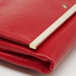 Pre Owned CH Carolina Herrera Red Leather Flap Chain Shoulder Bag