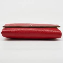 Pre Owned CH Carolina Herrera Red Leather Flap Chain Shoulder Bag