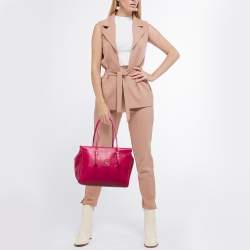 CH Carolina Herrera Fuchsia Leather Tempo Collection Adagio Tote