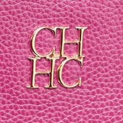 CH Carolina Herrera Fuchsia Leather Tempo Collection Adagio Tote