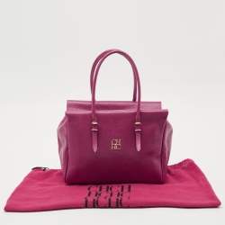 CH Carolina Herrera Fuchsia Leather Tempo Collection Adagio Tote
