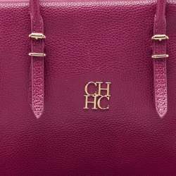 CH Carolina Herrera Fuchsia Leather Tempo Collection Adagio Tote
