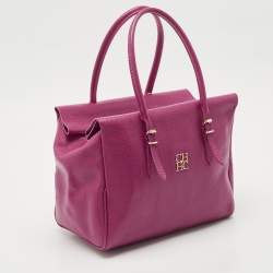 CH Carolina Herrera Fuchsia Leather Tempo Collection Adagio Tote