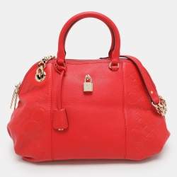 CH Carolina Herrera Red Leather Dahlia Satchel