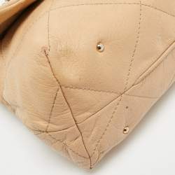 Pre Owned CH Carolina Herrera Beige Quilted Leather Flap Chain Shoulder Bag