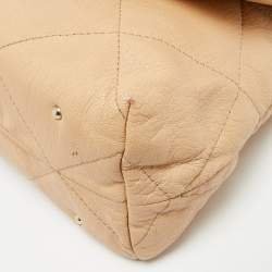 Pre Owned CH Carolina Herrera Beige Quilted Leather Flap Chain Shoulder Bag