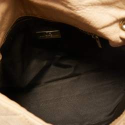 Pre Owned CH Carolina Herrera Beige Quilted Leather Flap Chain Shoulder Bag