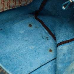 Pre Owned CH Carolina Herrera Blue/Beige Monogram Embossed Leather Andy Tote