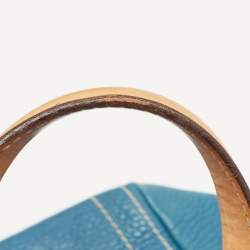 Pre Owned CH Carolina Herrera Blue/Beige Monogram Embossed Leather Andy Tote