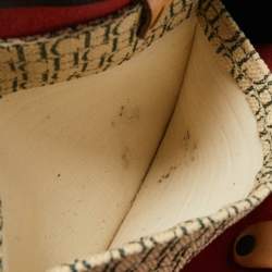 Pre Owned CH Carolina Herrera Red Monogram Embossed Leather Large Andy Boston Bag