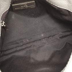 Pre Owned CH Carolina Herrera Silver Monogram Embossed Leather Audrey Shoulder Bag