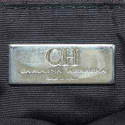 Pre Owned CH Carolina Herrera Dark Brown Monogram Embossed Leather Frame Satchel
