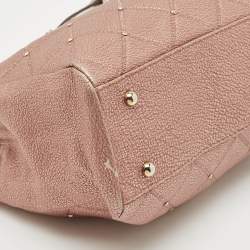 Pre Owned CH Carolina Herrera Metallic Pink Leather Crystal Chain Tote
