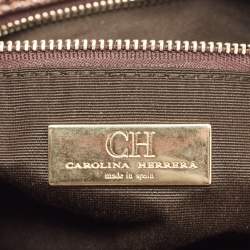 Pre Owned CH Carolina Herrera Metallic Pink Leather Crystal Chain Tote