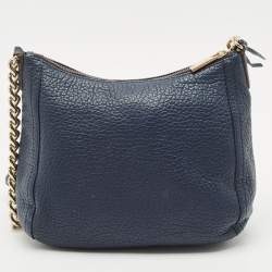 Pre Owned CH Carolina Herrera Navy Blue Leather Maria Shoulder Bag