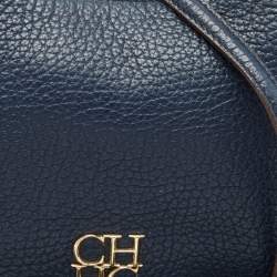 Pre Owned CH Carolina Herrera Navy Blue Leather Maria Shoulder Bag