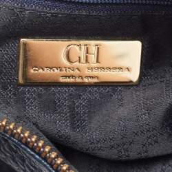 Pre Owned CH Carolina Herrera Navy Blue Leather Maria Shoulder Bag