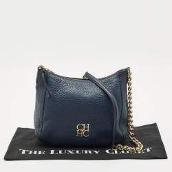 Pre Owned CH Carolina Herrera Navy Blue Leather Maria Shoulder Bag